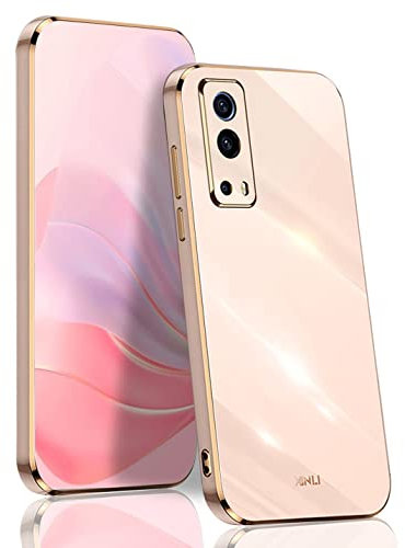 BORYA Hülle für Vivo Y72 5G/Vivo Y52 5G, Ultra Dünn Stoßfest Premium TPU Bumper Handyhülle, Weiches Seidig Silikon Schutzhülle Elegant Galvanisiert Phnom Penh Case, Rosa