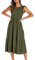 GRECERELLE Womens Summer Maxi Dress - Casual Midi Smocked Ruffle Sleeve Elastic Waist Crew Neck Tiered Cocktail Long Dresses for Ladies (Army Green, XL)
