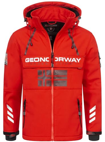 Geographical Norway Herren Herbst Winter Softshell Jacke - Windbreaker Übergangs Regen Sport, Farbe:Rot, Größe:S 46