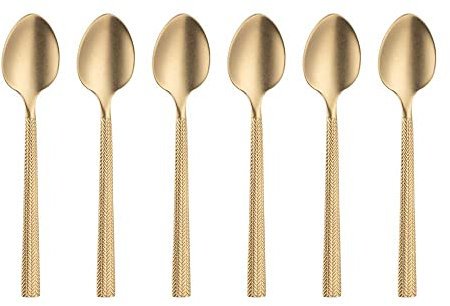 VILLA ITALIA Elegantes Teelöffel - Set in Gold Elegantes Besteck Set Tafelbesteck Chromiklstahl 6 Stück HERA VINTAGE Gold