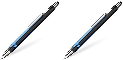 Schneider 138601 Epsilon Druckkugelschreiber (Strichstärke XB, Schreibfarbe: blau, dokumentenechte Mine) schwarz-cyan (Packung mit 2)
