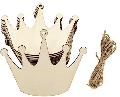 32 Stück Holzkronenausschnitte unlackierte Holzkrone hängende Ornamente DIY Krone Handwerk Geschenkanhänger für Thanksgiving Weihnachten Zuhause Party Dekoration Bastelprojekt