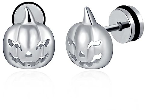 feilok Ohrringe Edelstahl Kürbis Halloween Gespenst Geist Ohrclips Ohrschmuck Ohrstecker Tunnel Piercing für Männer