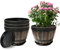 Plant Planters Pots Set of 4 Pack 9 Inch/23cm,Plastic Flower Pots Planters for Indoor Plants with Drainage Holes & Saucer.Lightweight Resin Whiskey Barrel Planters for House Outdoor Garden Plant