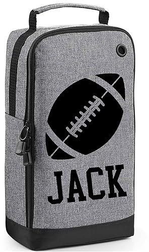 Personalised Rugby Boot Bag with Name Rugby Ball Design Sports Gift - Grey