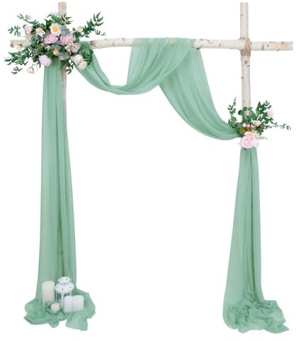 Babenest Hochzeitsbogen Drapierstoff, 1 Paneel, 78,7 cm x 6,8 m, Salbeigrün, durchscheinender Chiffon-Vorhang für Deckenzeremonie, Party-Hintergrunddekoration