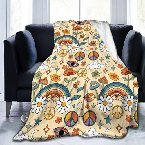Hippie-Pilz-Decke im Retro-Stil der 70er-Jahre, weiche Decken, Flanell, Bettüberwurf, gemütlich, leicht, Plüsch, Geschenke für Damen, Herren, Jungen, Mädchen, Sofa, Couch, Schlafzimmer, warm, für alle