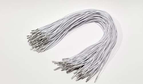 Goma redonda con terminales metálicas de 43 cm. - Paquete de 100 ud. (Blanco)
