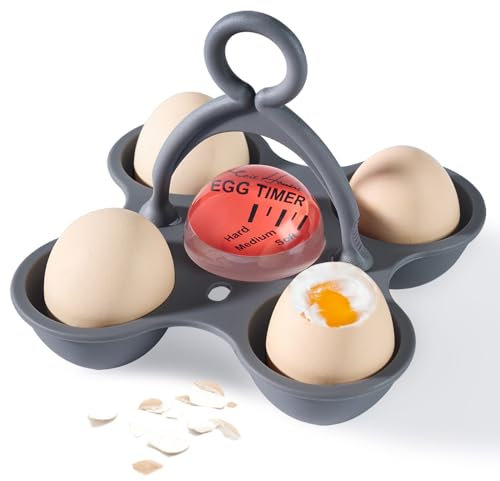 Egg Timer Für Das Kochen Von Eiern, Gekochtes Ei Timer, Der in Wasser Geht Zeigen Hart Medium Weich Gekochte Eier, Farbe Wechselnden Eierkocher Timer Mit Ei-Halter Küche Gadgets Bpa Frei (Rot)