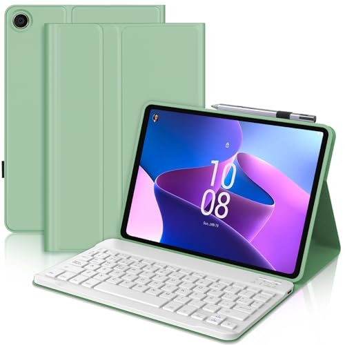 JADEMALL Funda con Teclado para Lenovo Tab M10 3rd Gen 10.1, Teclado Magnético Extraíble Inalámbrico Bluetooth con Español Ñ para Tablet Lenovo Tab M10 (3.ª Generación) 10.1 Pulgadas, Verde Claro
