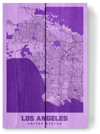 artboxONE Holzbild 30x20 cm Städte/Las Vegas CityMap Los Angeles von Künstler Webwald