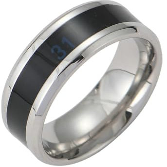 Skcess Männer Ringe Titan, Ring Men Silber Temperaturgesteuerte Ringe Ringe für Herren Männer Größe 54 (17.2)