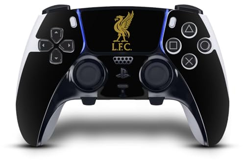 Head Case Designs Offizielle Liverpool Football Club Liver Bird Gold Auf Schwarz Kunst Vinyl Haut Gaming Aufkleber Abziehbild Abdeckung kompatibel mit Sony PlayStation 5 PS5 DualSense Edge Controller
