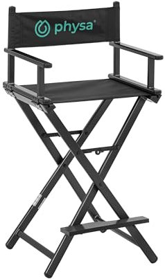 Physa Make-up-Stuhl mit Fußstütze faltbar schwarz 75 cm Sitzhöhe Schminkstuhl Make-up-Artist-Stuhl Visagisten-Stuhl Schmink-Stuhl