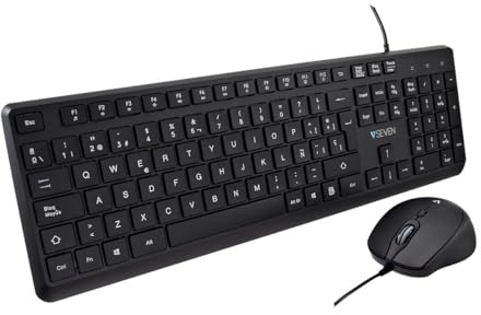 V7 CKU350ES Tastatur und Maus, schwarz, QWERTY Spanisch