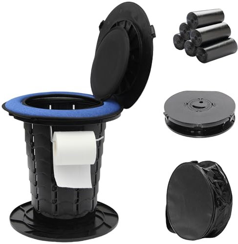PLOGGING Toilettes de camping rétractables, hauteur réglable, pot portable pour adultes et enfants, toilettes pliables pour camping, voyage et voiture