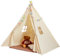 VEVOR Spielzelt Kinder Tipi-Zelt 1-5 Jahre, Kleinkinderzelt mit Matte und dekorativen Plüschbällen, Zelt für Kinder mit Fenstern für drinnen & draußen Beige