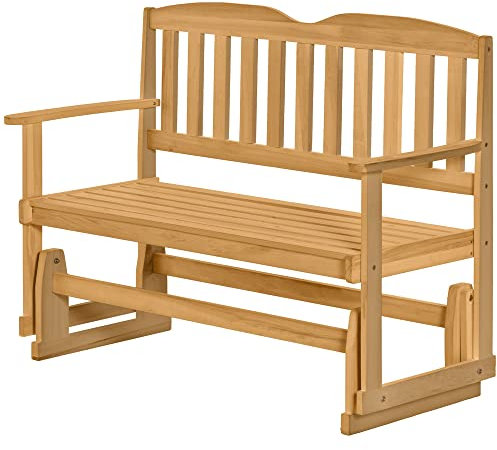 Banc de Jardin à Bascule Outsunny 2 Places avec accoudoirs en Bois d'épicéa, 132x51x95.5cm, Couleur Bois