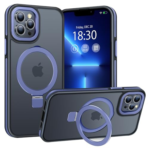 BENTIACC Magnetic Stand Case for iPhone 13 Pro, Blue | Military Drop Protection, Shockproof Anti-Fingerprint Matte Phone Case with Ring, Hands-free Cover for Video Work