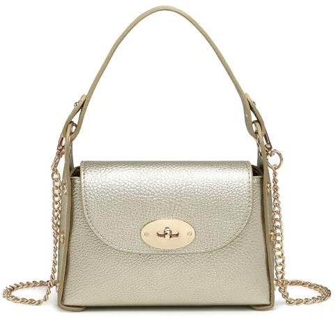 VONMAY Kleine Damen-Umhängetasche, Nieten, Abendtasche, Clutch, Geldbörse, Handtasche, für Hochzeit, Abschlussball, Cocktailparty, Gold