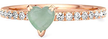 Gemma di Smeraldo da 0,50 ct Placcato in Oro Rosa 925 Sterlina Anello a Cuore in Argento Anello per Amanti Unico (19)