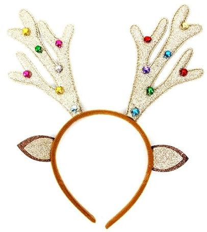 Rentier Haarreif mit Glöckchen und Glitzer