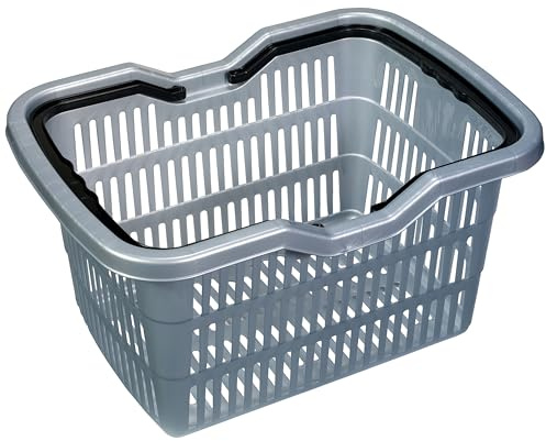 Hummelladen 1x Tragekorb mit 2 Henkeln 20 Liter 44x32x23 cm Grau Einkaufskorb Transportkorb Kunststoff Korb Wäschekorb Aufbewahrung Camping Schüssel Plastikschüssel Tragegriff Tragekorb