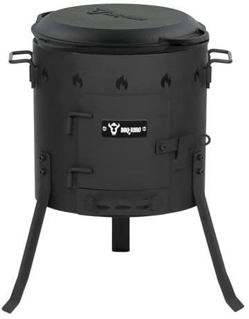 BBQ-Toro Fonte Kazan avec four Kazan Ø 35 cm | 6,9 l Cocotte en fonte avec couvercle, marmite en fonte | Chaudron à goulasch, chaudière à feu, four d'extérieur | Four à feu, four à ragoût, foyer,