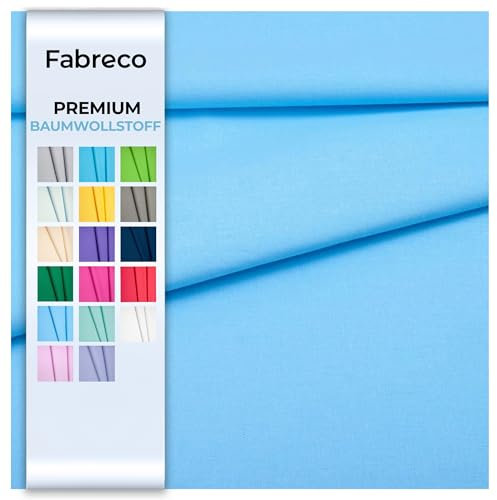 Fabreco Baumwollstoff Meterware Uni 2 M x 160 cm | 220 g/lfm – Weich, langlebig & hautfreundlich | Stoffe Zum Nähen & Dekoration | Fabric | Blau