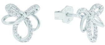Amor Ohrstecker 925 Sterling Silber Damen Ohrschmuck, mit Zirkonia synth., 1 cm, Weiß, Kommt in Schmuck Geschenk Box, 2039965