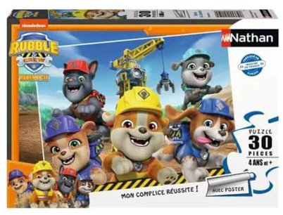 Nathan – Kinderpuzzle – 30 Teile – Baustellenheld/Ruben & CIE – Mädchen oder Jungen ab 4 Jahren – hochwertiges Puzzle – Dicker und robuster Karton – Paw Patrol – 12004150