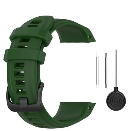 WKWPYCYUH Compatibile for l'accessorio for cinturino morbido for smartwatch in silicone Garmin Instinct 2S Cinturino per orologio(Amry green)