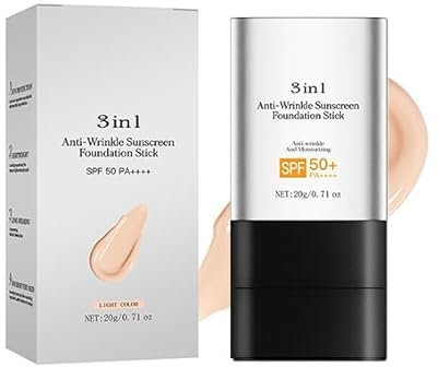 3 in 1 Anti-Falten Foundation Stick SPF 50, Koreanischer Hydratisierender Leichter Makelloser Radiergummi Foundation Stick, Multi-Use Gesicht Makeup Konturenstift mit Pinsel (A)