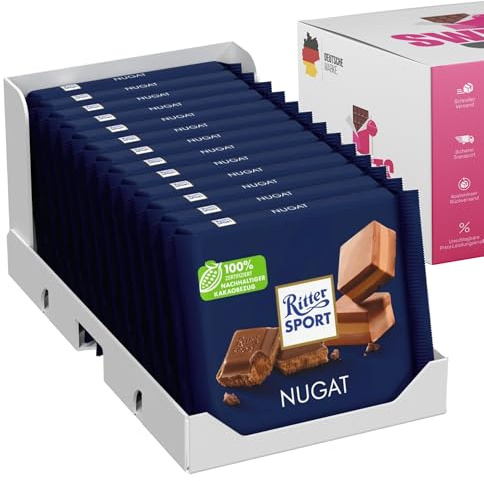 Tafel Schokolade verschiedene Sorten Großpackung Schokoladentafeln Weiß Vollmilch Dunkel 13x100g, Nugat