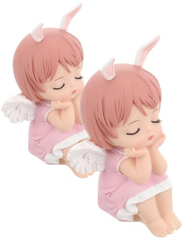 CIYODO 2 Piezas Decoración de Pastel de Niña Ángel Adornos de Cumpleaños para Niñas Figuras de Cartón para Fiestas Infantiles Toppers de Pastel para Celebraciones Accesorios de Cumpleaños