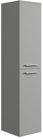Badezimmer Badschrank Saturnus 130cm - Matt grau - Hängesäule mit Zwei Türen