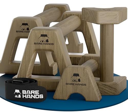 Liegestützgriffe aus Holz im 2er Set - rutschfest & kompakt Parallettes für Handstand & Liegestütze - Push Up Bars - ideal als Calisthenics Equipment für Zuhause