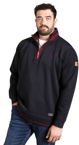 D555 1/4 Zip Fleece Sweatshirt Long Sleeve Top Plus Size Mens 2-6XL LEICESTER (UK, Alpha, 5XL, Plus, Regular, Navy)