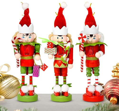 Genérico Ornements de casse-noisette de Noël - Figurine de vacances, décoration classique en bois | Saisonnier artisanal, Accent d'exposition à collectionner de style vintage, booster E