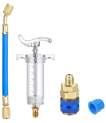 Kit d'injecteur d'huile et de colorant 30 ml avec coupleur rapide basse pression et connecteur femelle SAE 6,35 mm pour huile minérale liquide de refroidissement R134A