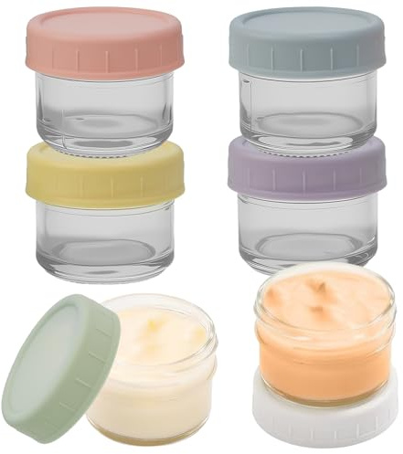 Huucozn 6 PCS Recipientes Cristal Hermeticos Pequeños 50 ml, Tarros de Cristal Herméticos para Meal Prep, Comida y Ensaladas, Tarros de Cristal con Tapa Pequeños para Llevar para Salsas, Aliños y Dips
