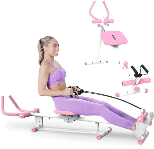 4-in-1 Bauchmuskel-Trainingsgerät – Einstellbarer Multifunktionstrainer mit römischem Stuhl, Rudern, Beinpresse & Ab Glider – Core Strength Trainingsgeräte für Home Gym