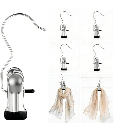 runxsam 60 pezzi ganci per bucato acciaio inox girevoli 360° con clip | Acciaio inox antiscivolo girevoli 360 clip forti portatili per stivali asciugamani calze casa viaggio