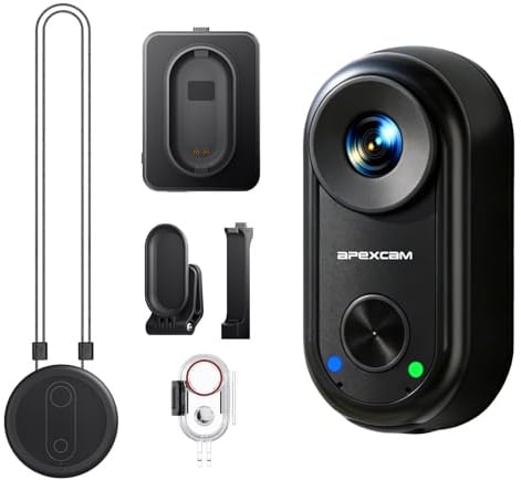 Apexcam K70 4K Mini Action Cam,POV Body Camera, WiFi EIS 20MP Body Cam Sportiva Portatile Vlogging Fotocamera,30M Fotocamera Subacquea,Videocamere Montate sul Corpo Con Supporto Magnetico Per Ciclismo