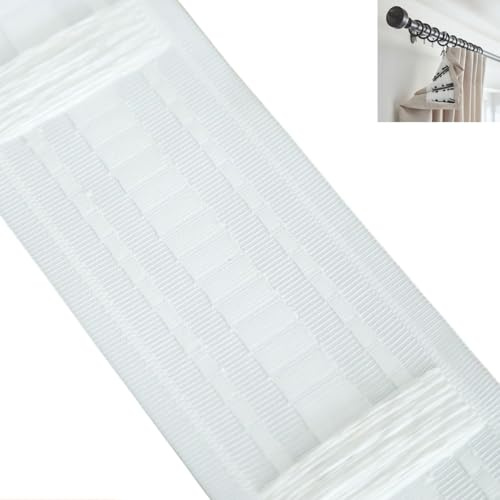 Gardinenband Kräuselband 10m, 8.5 cm breit, weißes Nylon-Mesh zum Selbernähen, universelles Faltenband für Gardinen und Vorhänge, geeignet für Römische Stangen und Haken, DIY Gardinenzubehör für Fenst