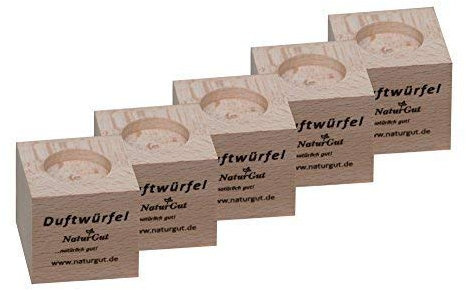 Holz Duftwürfel 5er-Sparset für ätherische Öle und Duftöle – langlebige und natürliche Aromaverteilung