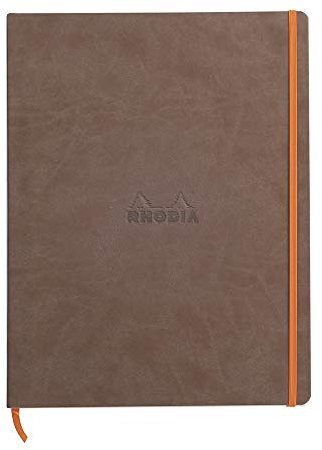 RHODIA 117703C - Chocolate Flexible Notebook - A4+ - Lined - 160 Detachable Pages - Ivory Clairefontaine Paper 90 g/m - Bookmark, Elastic Closure - Faux Leather Cover - Rhodiarama Collection