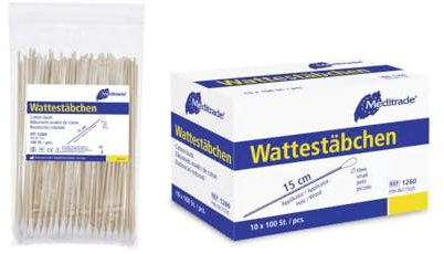 1000 Wattestäbchen - kleiner Kopf - unsteril- 15 cm lang - Holzgriff