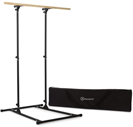 Klarfit T-Trix Pull Up Station - MultiGym Concept, multifunktionale Klimmzugstange, höhenverstellbar, bis 100 kg, Massive Buche, Stahl, schwarz