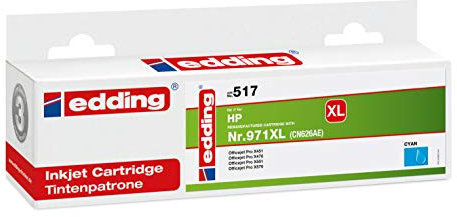 edding Druckerpatrone EDD-517 - Einzelpatrone - Cyan - 106 ml - Reichweite 7200 Seiten - Ersetzt HP 971XL (CN626AE)